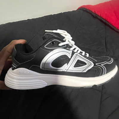 Dior B30 Black/White Low Top Lace-Up Logo Men's Athletic Sneakers