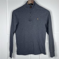 Polo By Ralph Lauren 1/4 Zip Pullover Mock Neck Grey Sweater YOUTH Medium 14/16