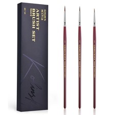 Kolinsky Sable Miniature Paint Brushes Set of 3 Fine Point Size 3/0 4/0 5/0
