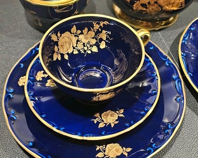 Sammeltasse Goldrand Bareuther Waldsassen Bavaria Echt Cobalt 22ct Gold