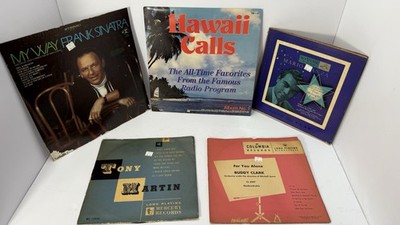Lot of 5 Vintage Vinyl LP Records   Sinatra, Martin, Lanza, Clark, Hawaii Calls