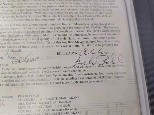 Bill Kaiwa: Na Mele Pulama Ia CD (Kawai Records, 1998) Unverified Signature's*🌺 - Imagen 5 de 8