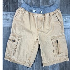 Hanna Andersson Boys Tan Khaki Cotton Canvas Cargo Shorts Size 8 130cm Elastic