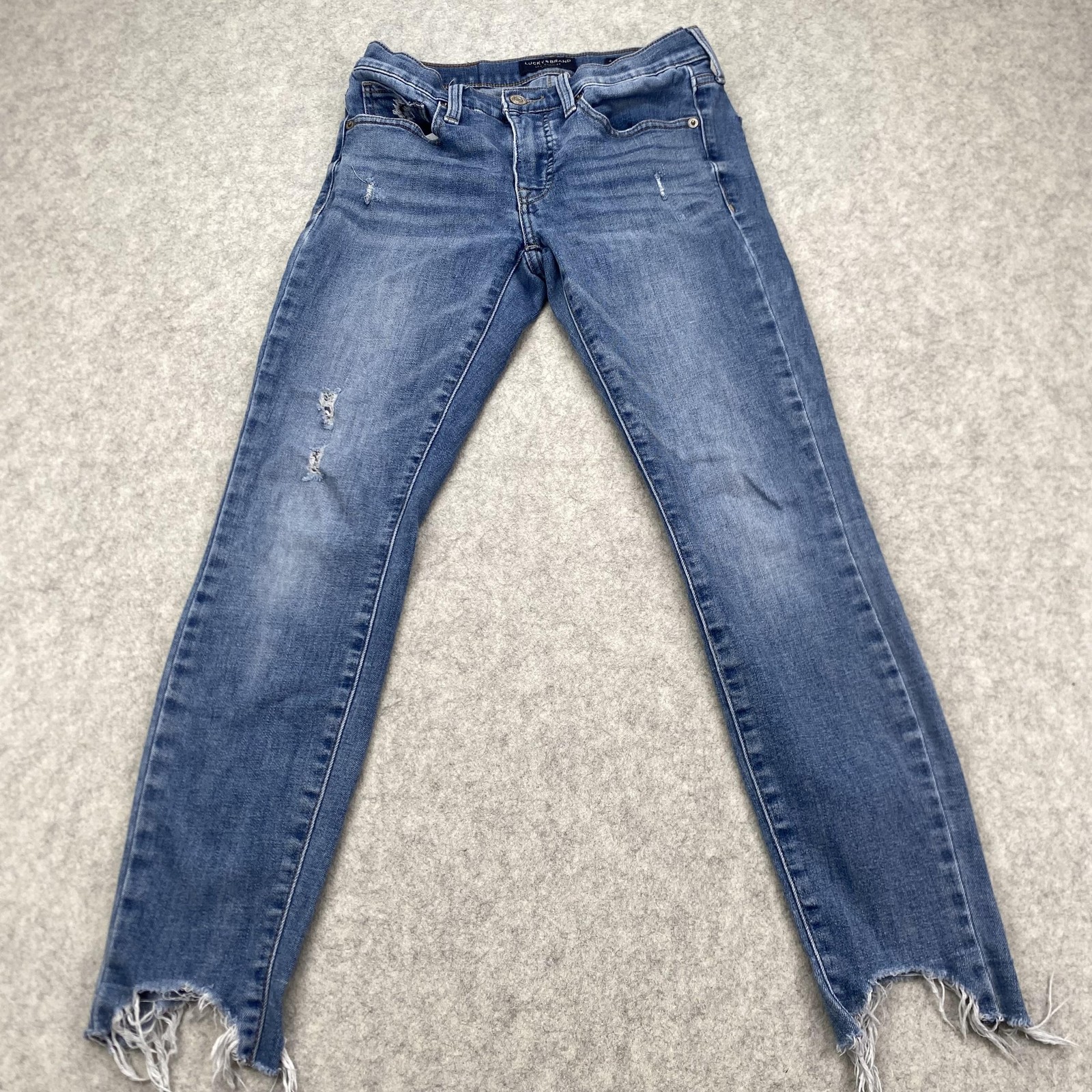Womens 4/27 (25x25) Blue Distressed Frayed Hem