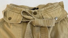 Banana Republic Women's Tan Cargo Utility Pants 100  Cotton With Tie Belt Sz 2