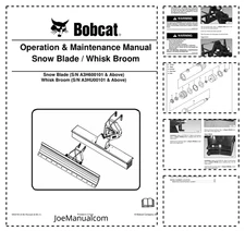 Bobcat Snow Blade Whisk Broom Attachment Operation and Maintenance Manual A3H...