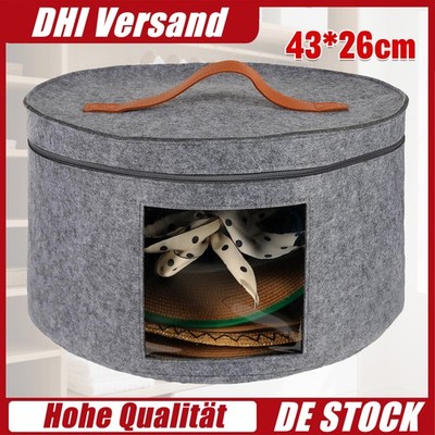 Rund Hutschachtel Filz Hut Aufbewahrungsbox Stoff Durchsichtigem Fenster 43X26cm