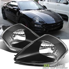 Blk 2000-2005 Mitsubishi Eclipse Replacement Headlights Headlamps Set Leftright