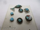 VINTAGE ZUNI INDIAN PETIT POINT TURQUOISE NEEDLEPOINT SUNFACE STUD EARRINGS LOT — photo 3