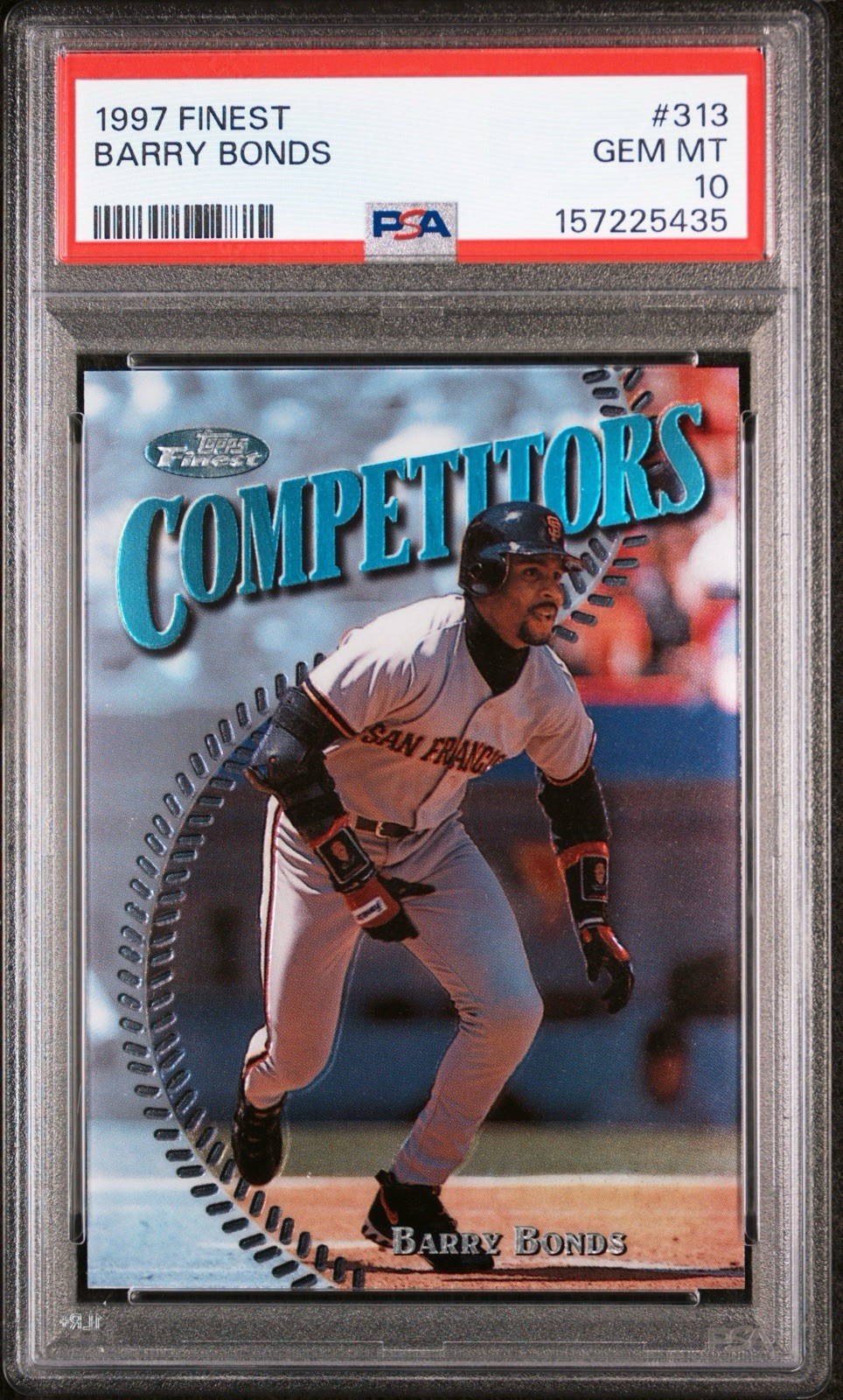1997 Finest 313 Barry Bonds PSA 10 GEM MINT Uncommon Parallel Pop 6 view 1
