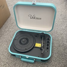 Voksun Vintage Suitcase Record Player Turntable with Built-In Speakers