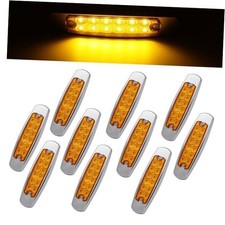 6.4 Inch Amber 12 LED Side Marker Tail Light Turn, Parking, Amber Pack of 10
