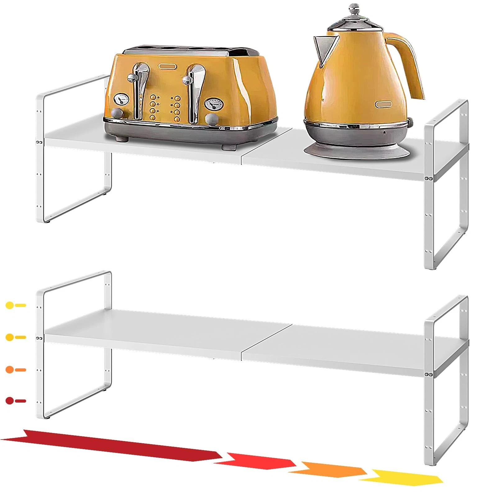 taiheis 16.5~27.1" Expandable Shelf Organizer, 2Pack 8.1" Wide Stackable Cabi...
