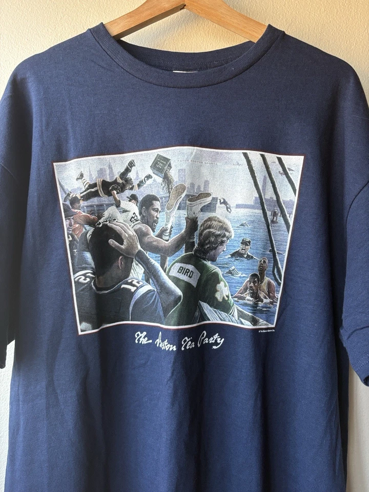 Camiseta gráfica para hombre "Boston Tea Party" talla XL Larry Bird Foto 2 de 4