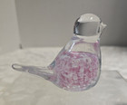 Gibson Art Glass Bird 1995 Clear & Pink Controlled Bubble Paperweight Vintage — photo 4