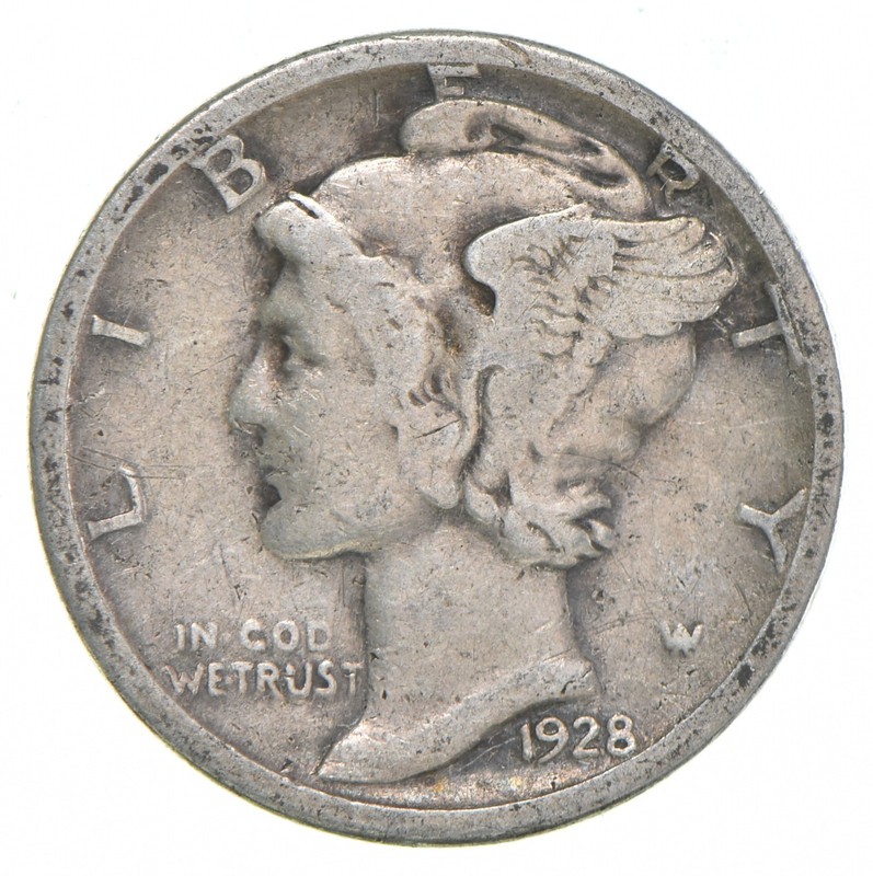 VG+ 1928-S Mercury 90% Silver Dime *3581