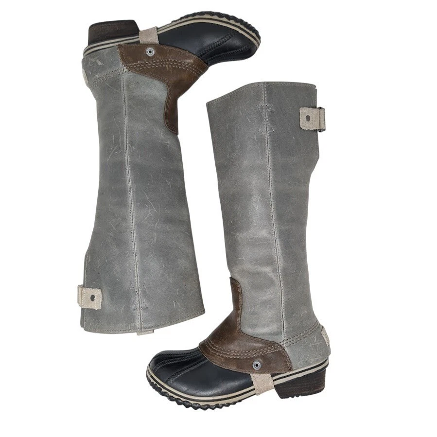 Sorel Slimpack Riding Tall Boots Shale Gray Women 6 5 Waterproof Insulated - Image 4 of 4