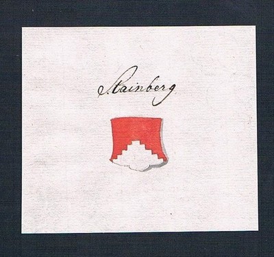 18. Jh Steinberg Stainberg Handschrift Manuskript Wappen manuscript coat of arms