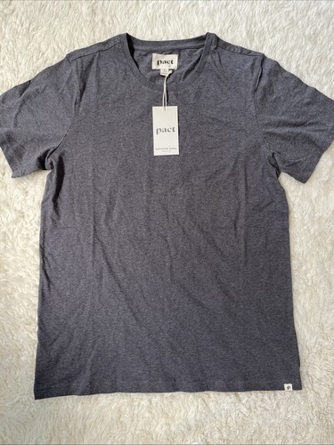 PACT Men's Grey 100% Organic Cotton V-Neck Short Sleeve T-Shirt Medium