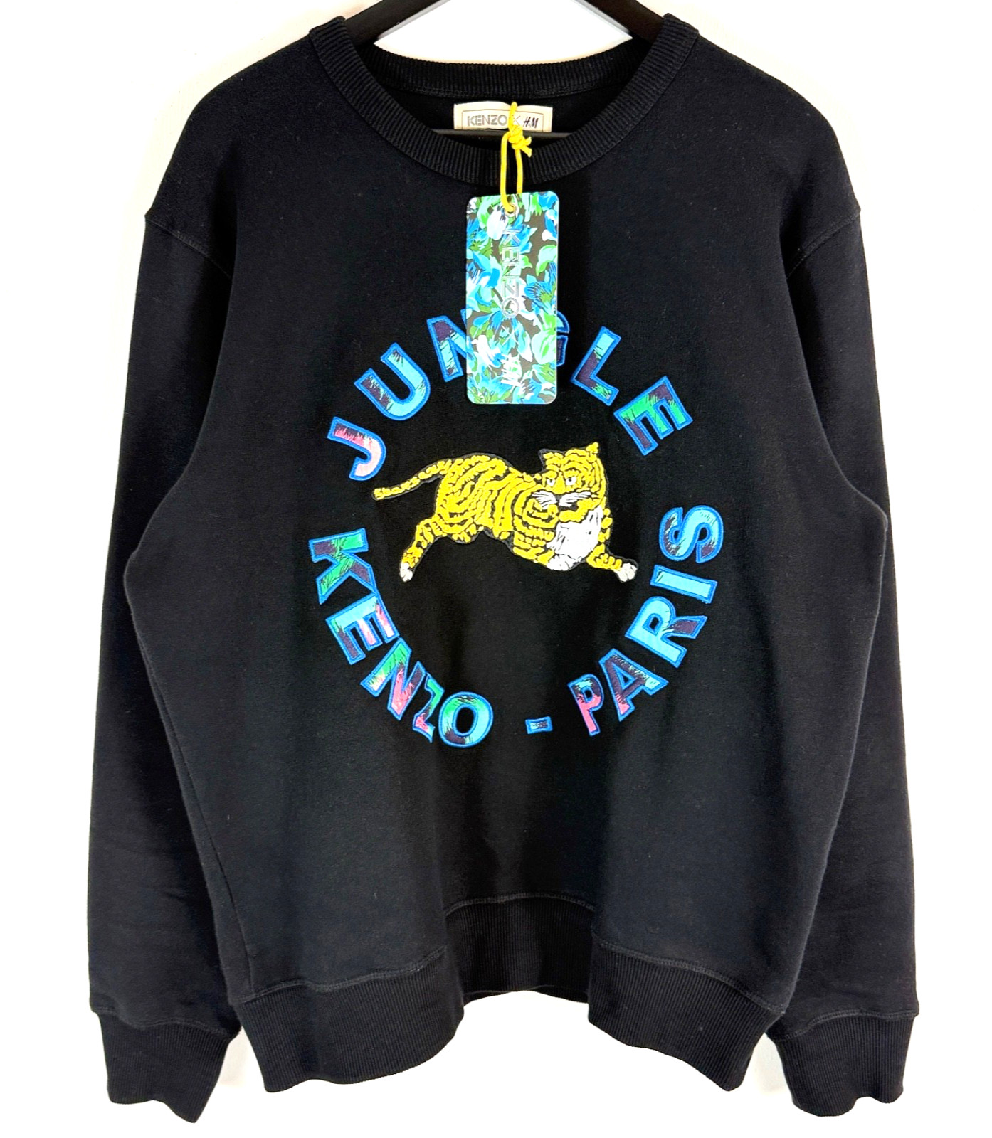 Kenzo x H&M Sweatshirt Mens L Black Jungle Tiger Deadstock