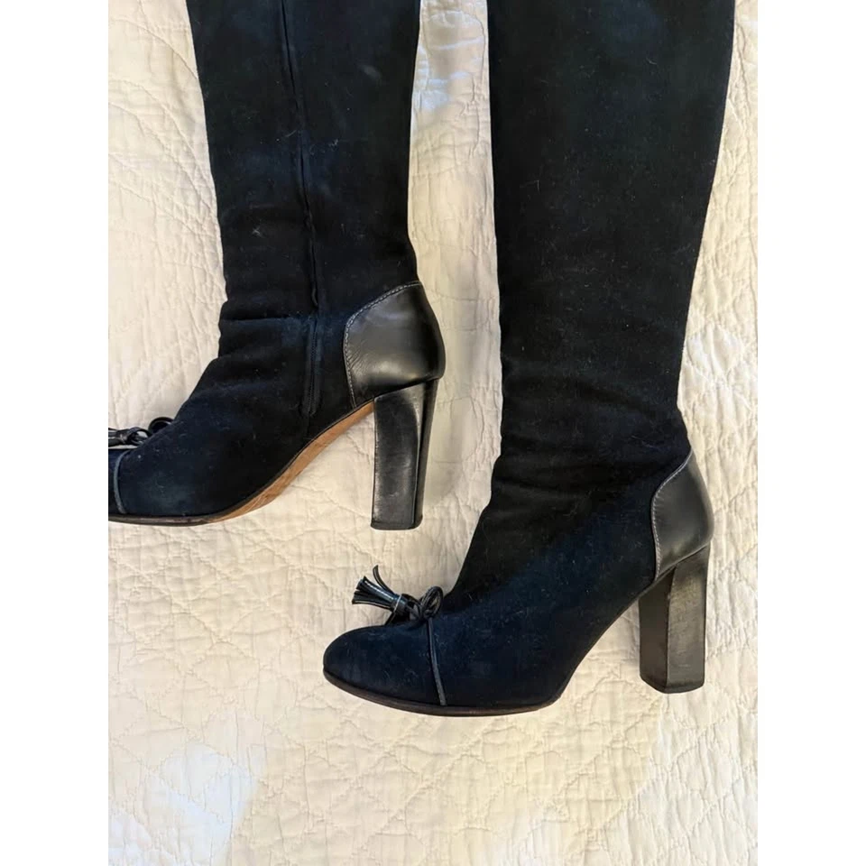 Vintage Kate Spade New York Black Suede Knee-High Boots Made in Italy 8.5  - Изображение 2 из 4