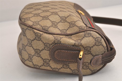 Authentic GUCCI Web Sherry Line Shoulder Bag GG PVC Leather Brown Junk 4997M - Foto 4 di 10