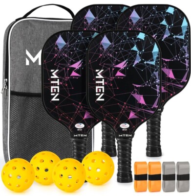 マグロ、ブリ　丸テンテン　3本セット MTEN 4 Pickleball Paddles, USAPA Approved Fiberglass Surface