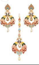 Bollywood Ślub Wielokolorowe Haldi Mayan jagoo 🎉 Mang Tikka Kolczyki impreza 