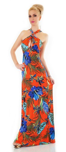 Damen Maxi Sommer Kleid lang Tropical Blumen Print Party Strand S/M M/L - Bild 33 von 39