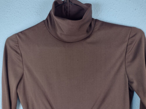 Vintage Elegant Brown Maxi Dress High Neck Rhinestones Buckle Size 8 - Picture 2 of 12