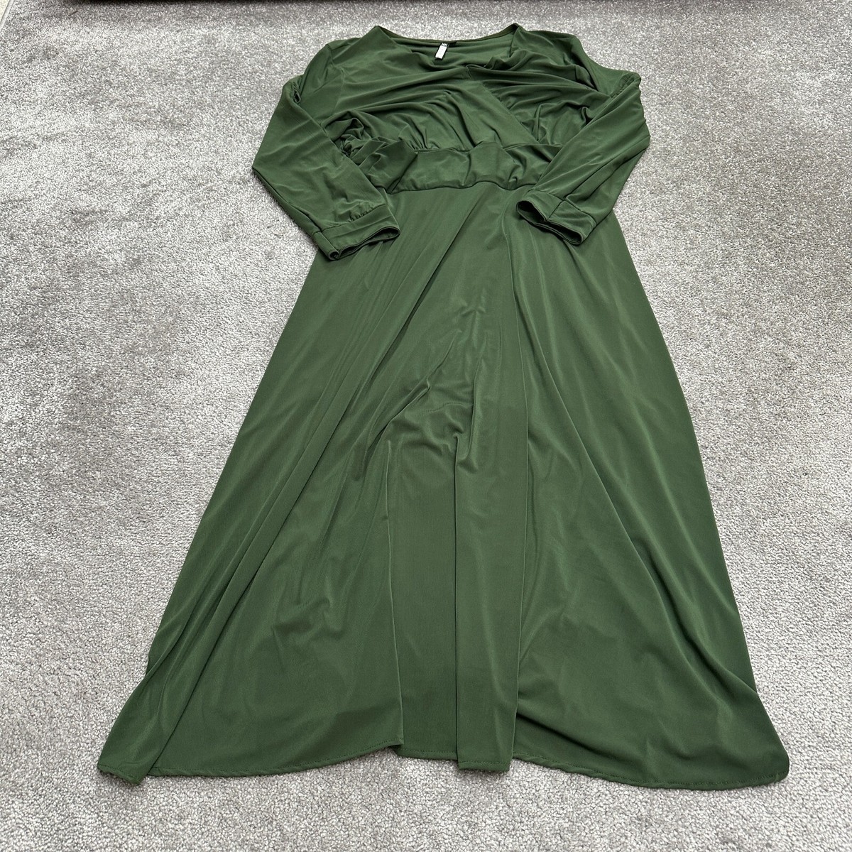 Koh Koh Long Sleeve Formal Long Wrap Dress Womens 4 Green V-Neck Smocked  Party | eBay