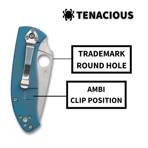 Spyderco Tenacious Blue Titanium Folding Knife with Reeve Integral Lock - Picture 4 of 5