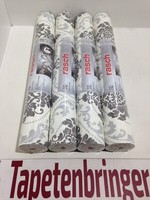 Vliestapete Rasch 4X 725698 (4Rollen) Ornament Creme Silber Cremeweiß Wohnzimmer