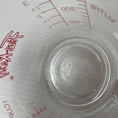 Anchor Hocking Fire King 2 Cup Glass Measuring Cup D Handle Vintage #498 Red - Picture 7 of 7