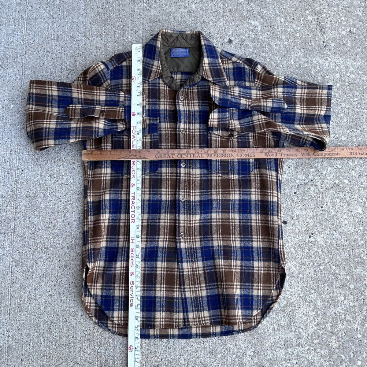 USA製70s Pendleton Pure Virgin Wool Shirt VTG 70's Pendleton shirt 100% pure virgin wool-16-L blue Tan