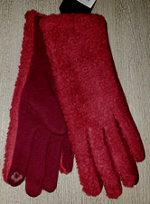 womens NEW NWT DARK RED GLOVES TOUCH STYLE ONE SIZE FITS MOST FLEECE TOPS