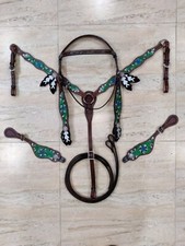 Hand Painted Fringe Tack Set with Headstall , Breast Collar and Reins.