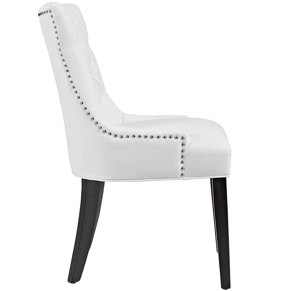 Modway Regent Button Tufted Upholstered Vegan Leather Dining Chair in White - Image 3 of 4