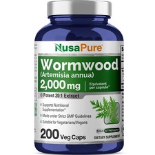 NusaPure Wormwood 2000mg  Artemisia Annua Herb  200 Veggie Caps  Non-GMO