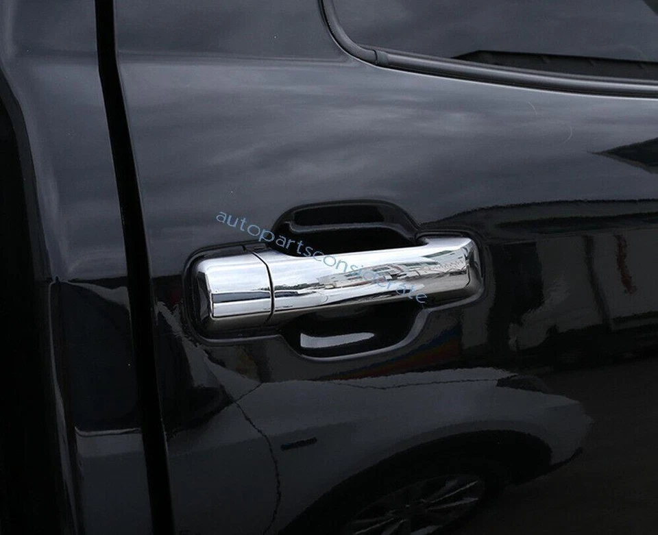 Cubierta de manija de puerta lateral exterior cromada brillante para Toyota Tundra 2014-2020 2021 Foto 3 de 4
