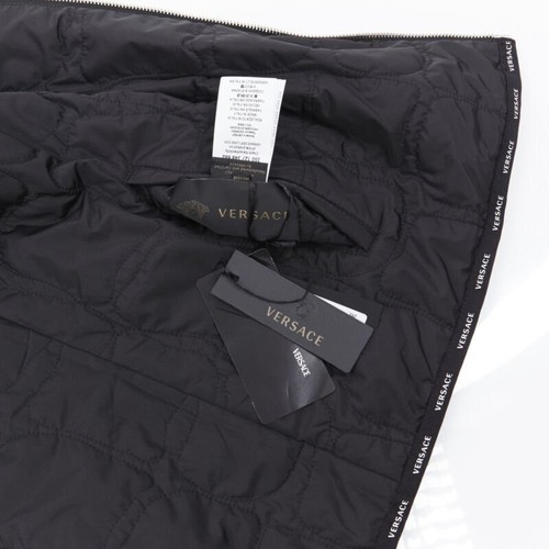 VERSACE Reversible Baroque Alphabet gold black nylon quilted jacket IT58 4XL - Picture 12 of 12