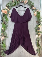 KENSIE Dress Purple Short Sleeve Chiffon Pleated V Neck Clubwear Size 6 Women’s
