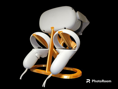 VR Stand Controllers Holder for Meta/Oculus Quest , Quest 2, and Rift S (Gold)