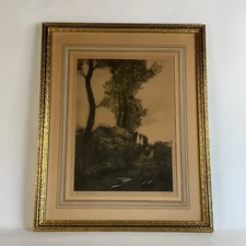 Barbizon School Style Lithographic Print- "In Brittany" signed John La Farge