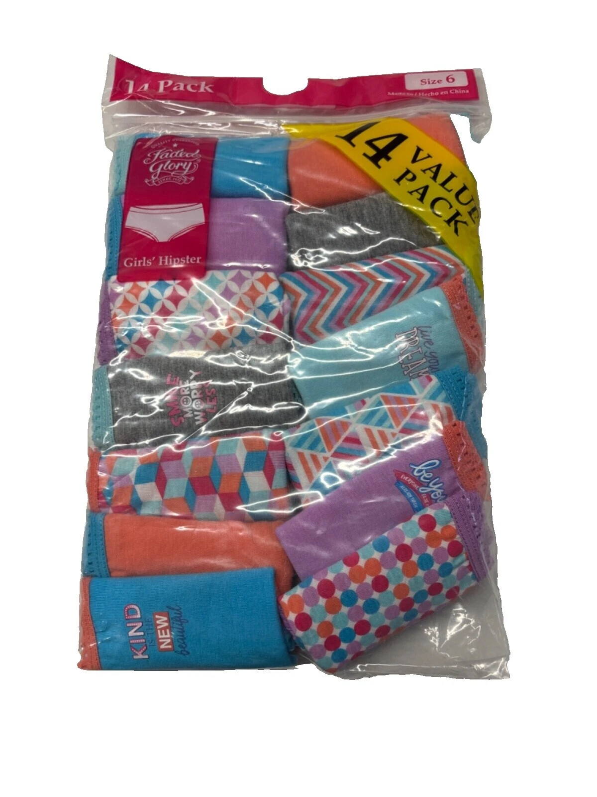 Faded Glory Multicolor 100% Cotton Underwear for Girls