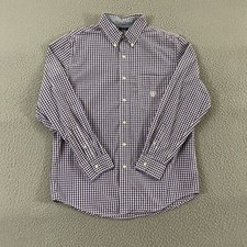Chaps Dress Shirt Long Sleeve Mens Medium Purple Multicolor Plaid Button Down