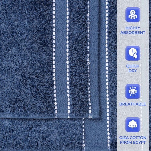 Niles Egypt Produced Giza Cotton Dobby Ultra-Plush Thick Bath Towel Set of 3 - Picture 71 of 100