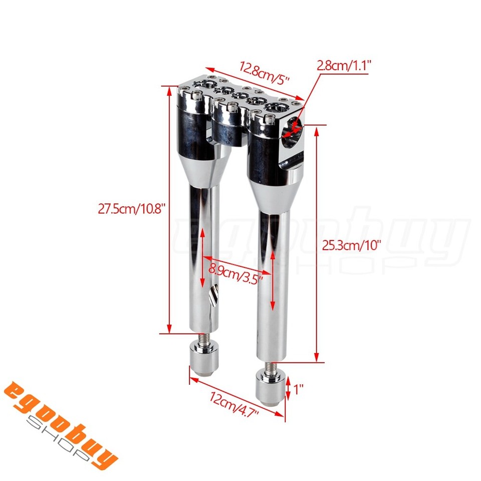 1 Inch Straight Style Modular Handlebar Riser 10" Top Clamp For Harley ...