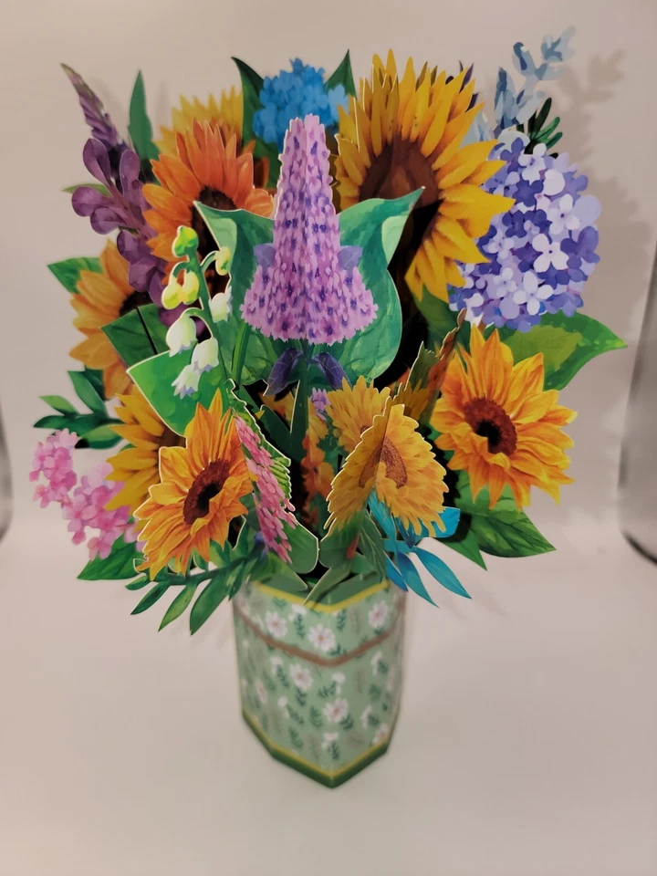 Pop Up Flower Bouquet Sunflowers With Vase Greeting Card  #48/49 - Image 4 of 4