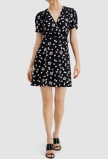 275 French Connection Women's Blue Floral V-Neck Attella Verona Wrap Dress US 6